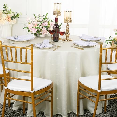 90” Round Paillette Faux Flax Tablecloths/Sequin Polyester Flax Table