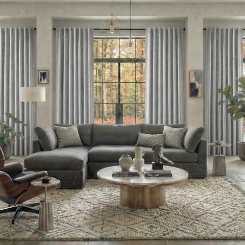 Miss SELETEX Grey Blackout Curtains for Bedroom 100 Percent Light