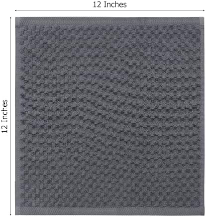 COTTON CRAFT Euro Spa Waffle Wash Cloth - Set of 12 Grey Washcloth