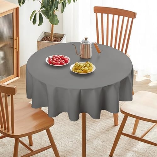 Grey Solid Color Classic Elegant Tablecloth Washable Dinng Table