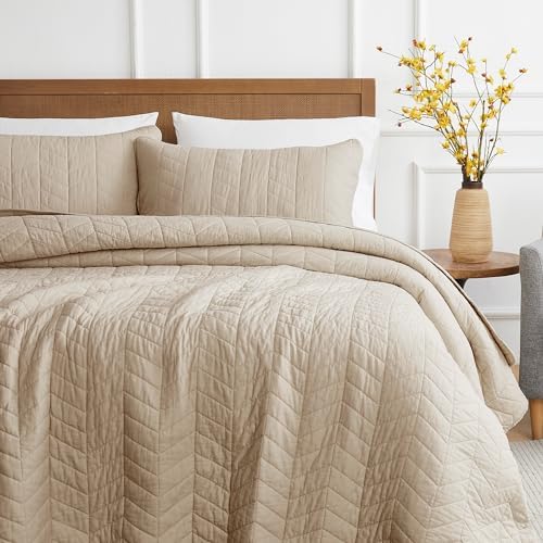 palassio Dark Beige Cotton Quilt King Size Bedding Sets with Pillow