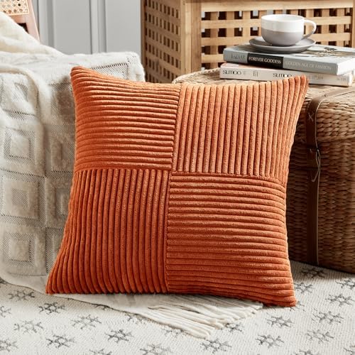 Fancy Homi Set of 2 Burnt Orange Decorative Throw Pillow Covers 22x22