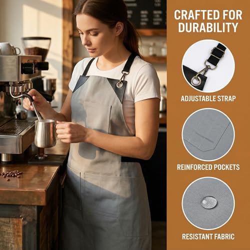 Women Canvas Adjustable Long Waist Aprons with Pockets