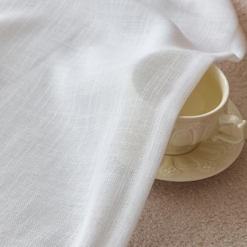 VISIONTEX Back Tab Linen Curtains 2 Panels 96 Inches Long White