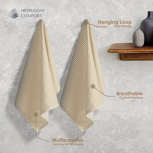 5 Pack 100% Cotton Dual Tone Waffle Weave Kitchen Towels, 16x26 Inch