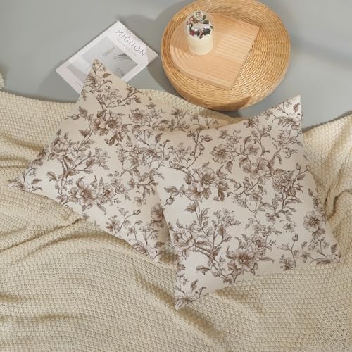 Chinoiserie Outdoor Brown Floral Pillow Covers 20x20 Set of 2