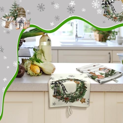 Honoson 6 Pack Christmas Kitchen Towels Snowman Xmas Trees Santa Dish