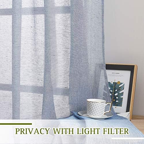 NICETOWN Sheer Linen Curtains 96" L for Living Room, Tab Top Bedroom