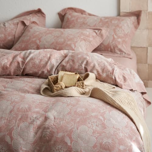VM VOUGEMARKET Blush Pink Flower Duvet Cover Set Queen,3 Pieces Retro