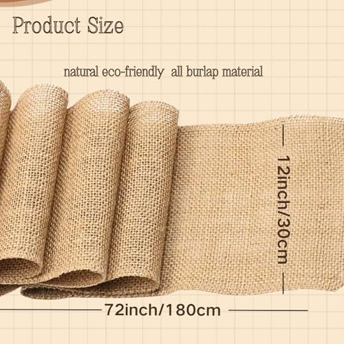 Burlap Table Runner - Rustic Jute Fabric Table Decor for Wedding