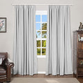 TWOPAGES Grey Linen Pinch Pleated Blackout Curtain, 100W x 84L