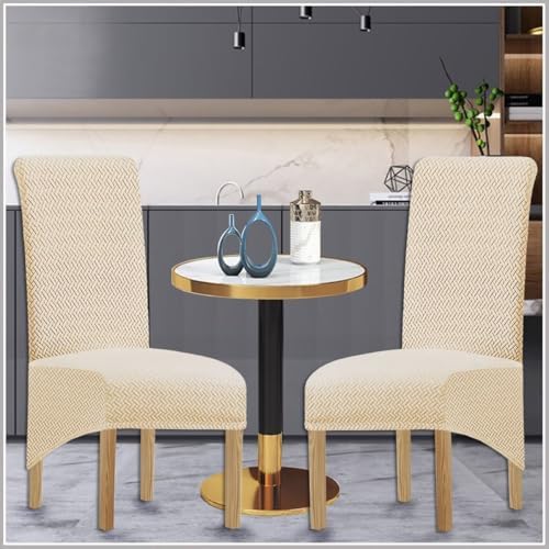 Jacquard Plush XL Dining Chair Covers, Stretch Chaircover,Spandex