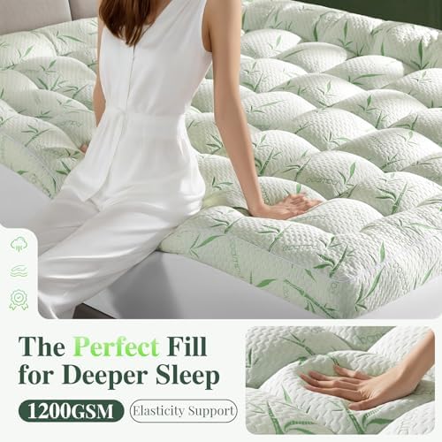 LIANLAM Mattress Topper,1200 GSM Cooling Mattress Pad,2In Extra Thick