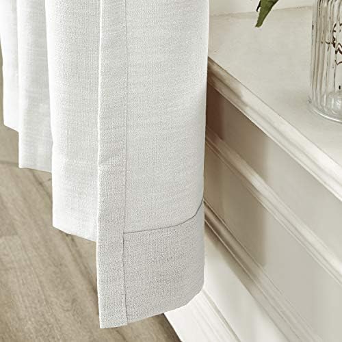 Frelement Off White Linen Curtains Back Tab & Rod Pocket Indoor Drapes