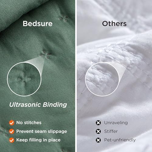 Bedsure Quilts Queen Size Bedspread, Thin Comforter, Dark Green
