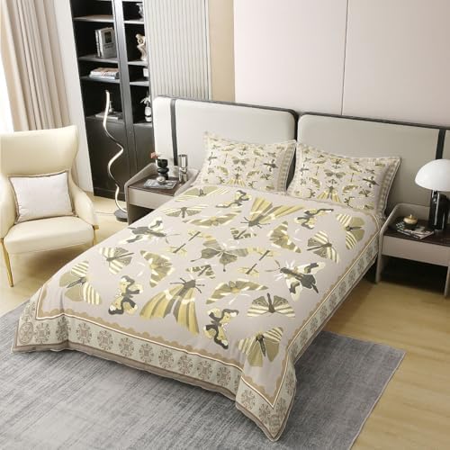 Erosebridal Butterfly 100% Cotton Bedding Set Queen Bohemian Floral