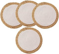 Fennco Styles Hand-Woven Rattan Cotton Rope Placemats 14-Inch Round