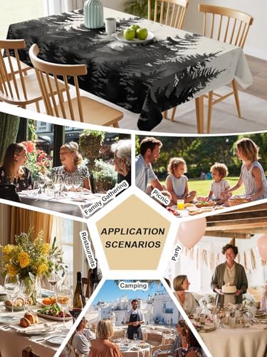 Forest Rectangle Tablecloth 60 x 120 Inches Vintage Gray Farmhouse