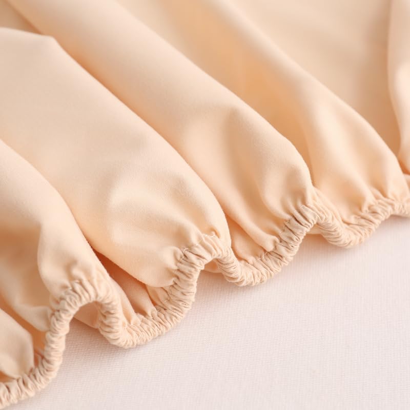 Quality Fitted Sheet Microfiber Ultra Soft (Beige,Cal King 72"x84")