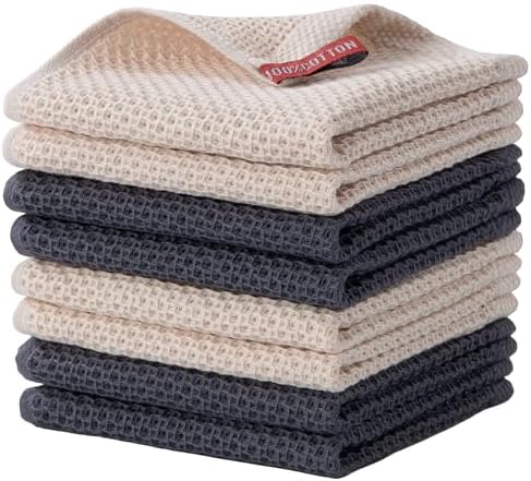 joybest Cotton Kitchen Dish Cloths, 8-Pack Waffle Weave Ultra Soft
