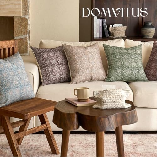 DOMVITUS Floral Pillow Covers 20x20 Throw Pillow Covers Block Print