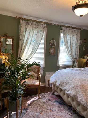 Beige White Linen Curtains 63 Inches Long for Living Room Bedroom