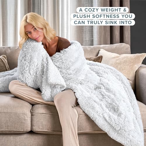 Bare Home Shaggy Faux Fur Sherpa Blanket (King, White)
