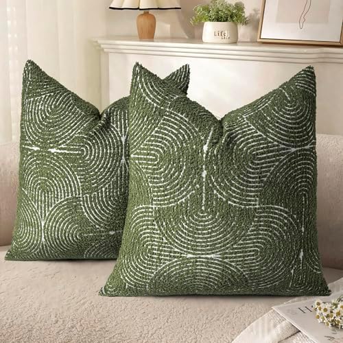 AELS Boho Decorative Textured Throw Pillow Covers 20x20, Modern Mid