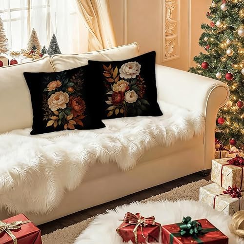 William Morris Inspired-Vintage Peony Floral Pillow Covers 18x18 Set