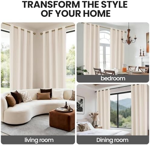 Faux Linen 100% Blackout Curtains, 52" W x 96" L (2 Panels)