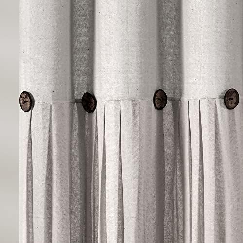 Lush Decor Linen Button Shower Curtain, 72" W x 72" L, Gray - Gray