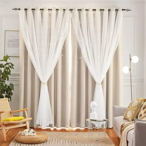 Loyala Beige Curtains for Bedroom Living Room 108 Inches Long, 2