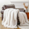 BATTILO HOME White Faux Fur Throw Blanket, Cream Throw Blanket