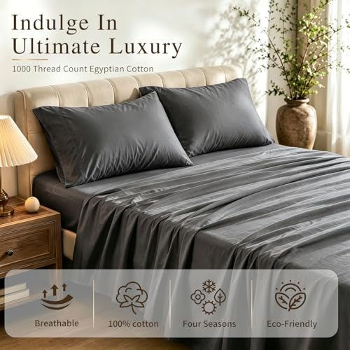 MEISHANG 1000TC Egyptian Cotton Sheets King, 16" Deep Pocket