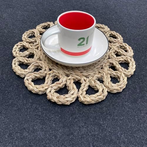 13.8" Set of 8 Round Seagrass Placemats by Laquedecraft