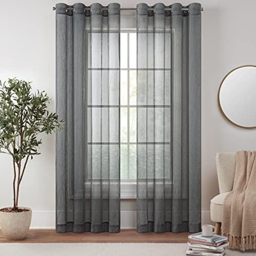 Eclipse Emina Crushed Sheer Voile Window Curtain Panel, Grommet Window
