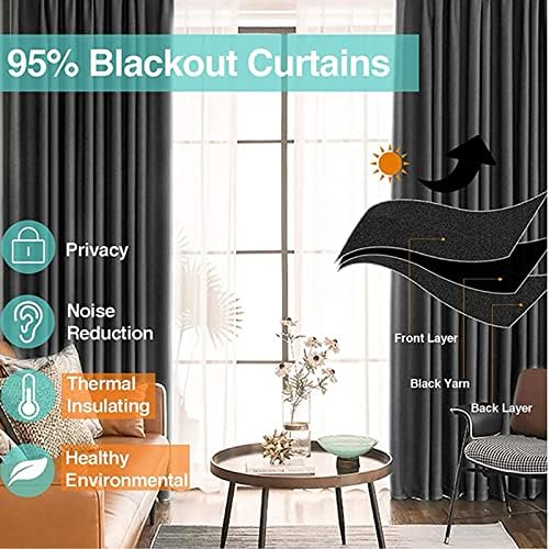Blackout Curtains Long Set of 2 Panels Room Darkening Curtains for