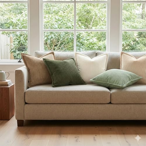 Mecatny Corduroy Fall Decorative Throw Pillow Covers 22x22 Set of 2