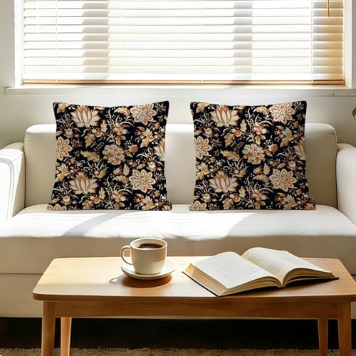 Vintage Floral Decorative Throw Pillow Covers 18 x 18 Set of 2