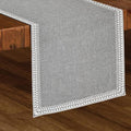 Superion Woven Table Runner 14x90 Grey - 100% Polyester Boho