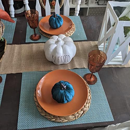 Set of 2 Woven Placemats for Dining Table, Natural Water Hyacinth