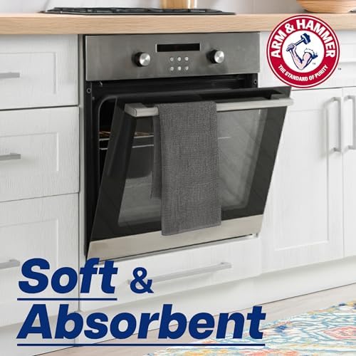 ARM & HAMMER Pure Cotton Kitchen Towels, Popcorn Terry, 4 Pack, 100%