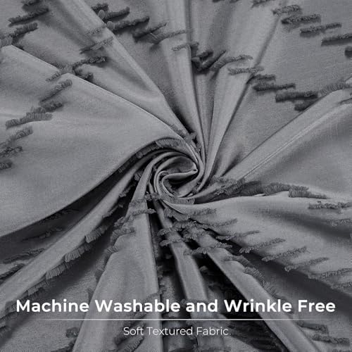Grey Boho Fabric Shower Curtain 72 x 72 Inches