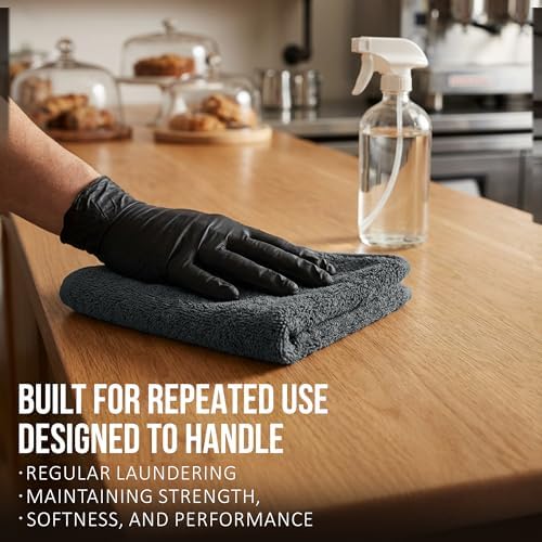 RIVERSIDE 12 Pack Washcloths Set, 12x12 inches, Gray