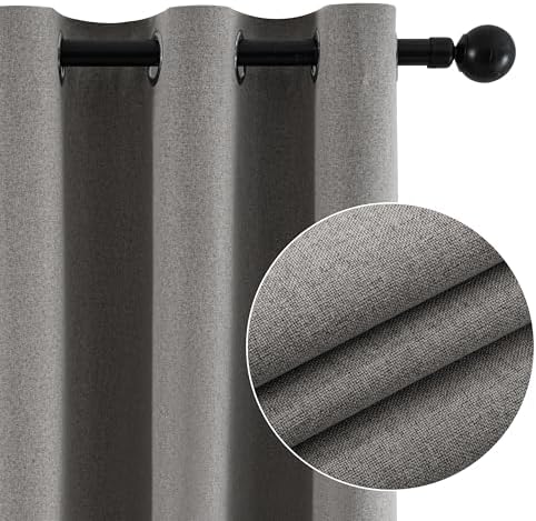 Light Grey Blackout Curtains, 96 Inches Long (2 Panels), 100% Blackout