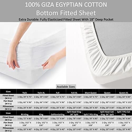 7 Piece 100% Giza-Egyptian Cotton Sheets, Sheet-Giza-Pillow, 1000-TC