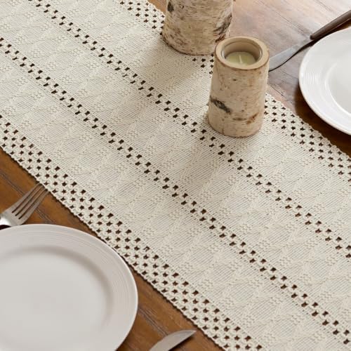 Baccessor Beige Farmhouse Table Runner for Fall Home Decor