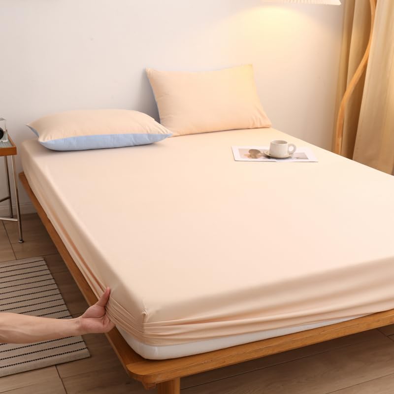 Fitted Sheet Only, Deep Pockets 11 Inches (Beige,Cal King 78"x86")