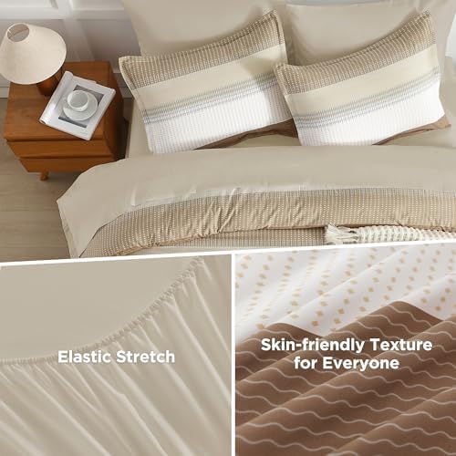 Andency Queen Comforter Set, Taupe, 7 Pieces