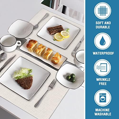 Linen Placemats Set of 4 Washable Solid Table mats for Dining Table